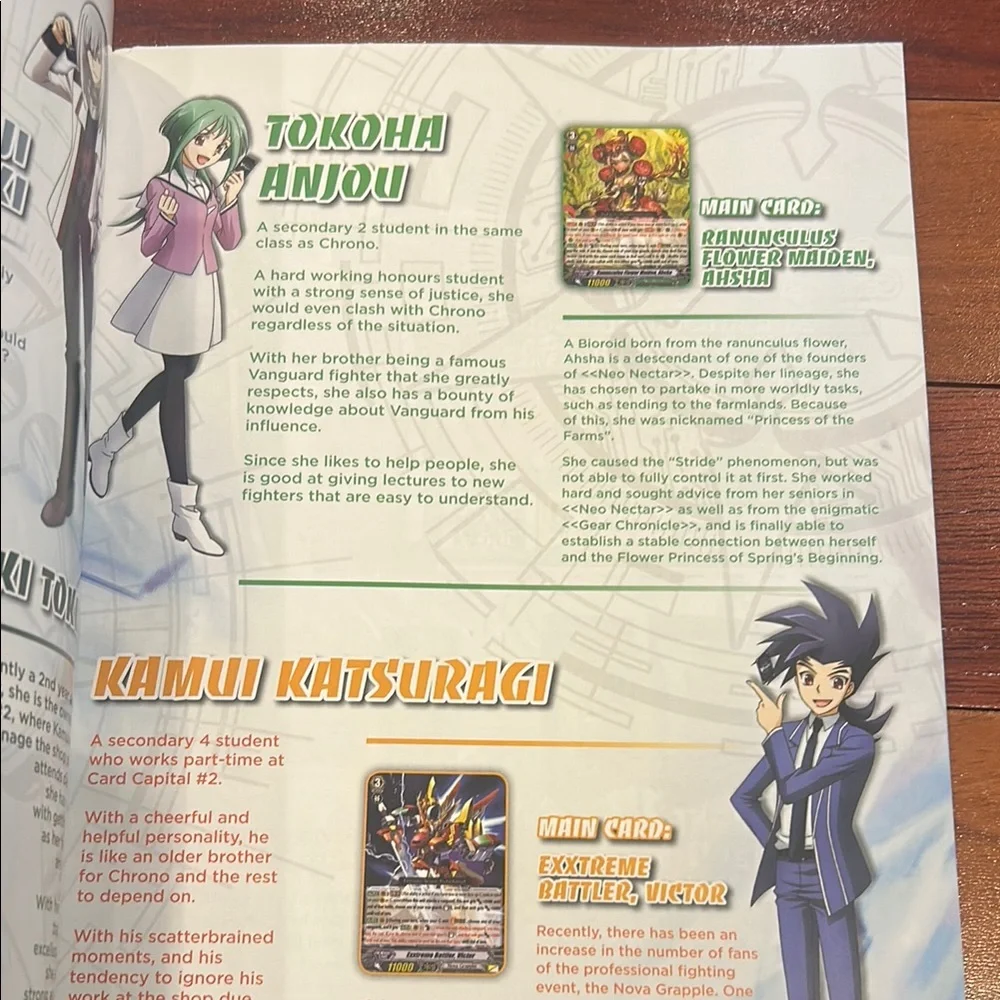 vanguard cardfight fan book with card. 2 sided book